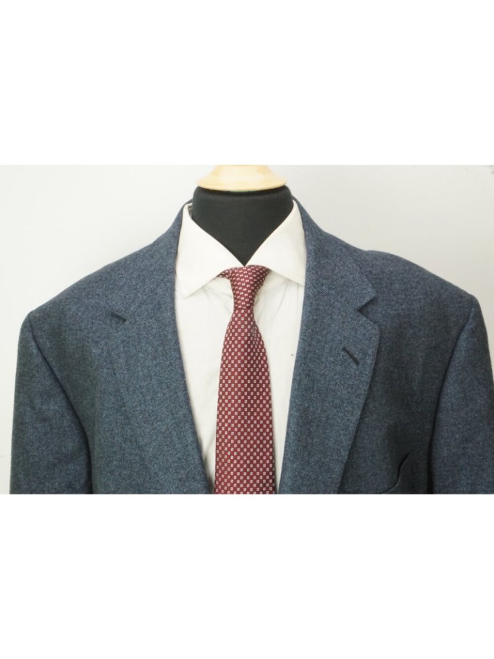 Oxxford Clothes Highest Quality Blue Herringbone Flannel Sport Coat Jacket 58L - Picture 2 of 9